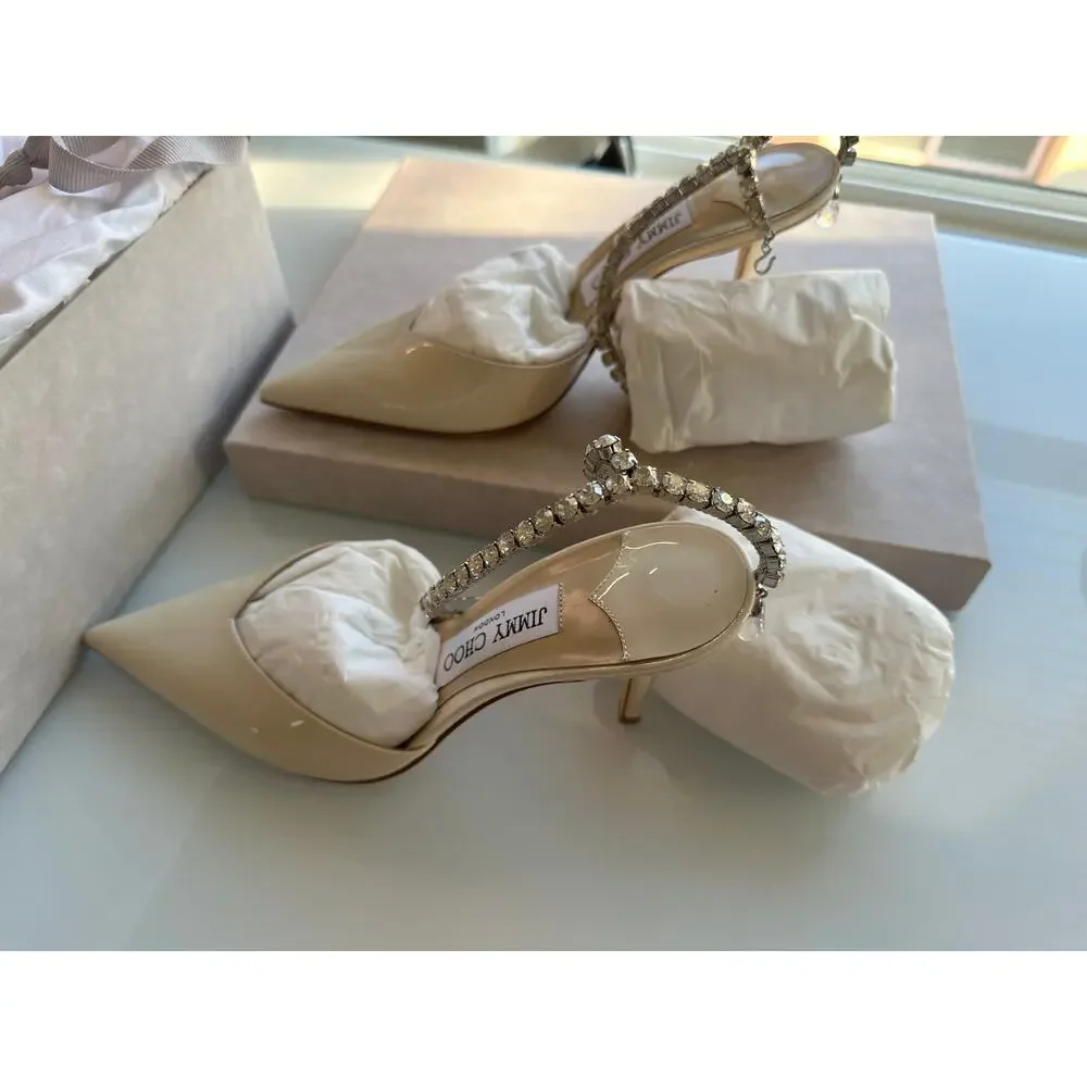 Jimmy Choo Off-White Saeda 85 with Crystal (Size IT 36)
